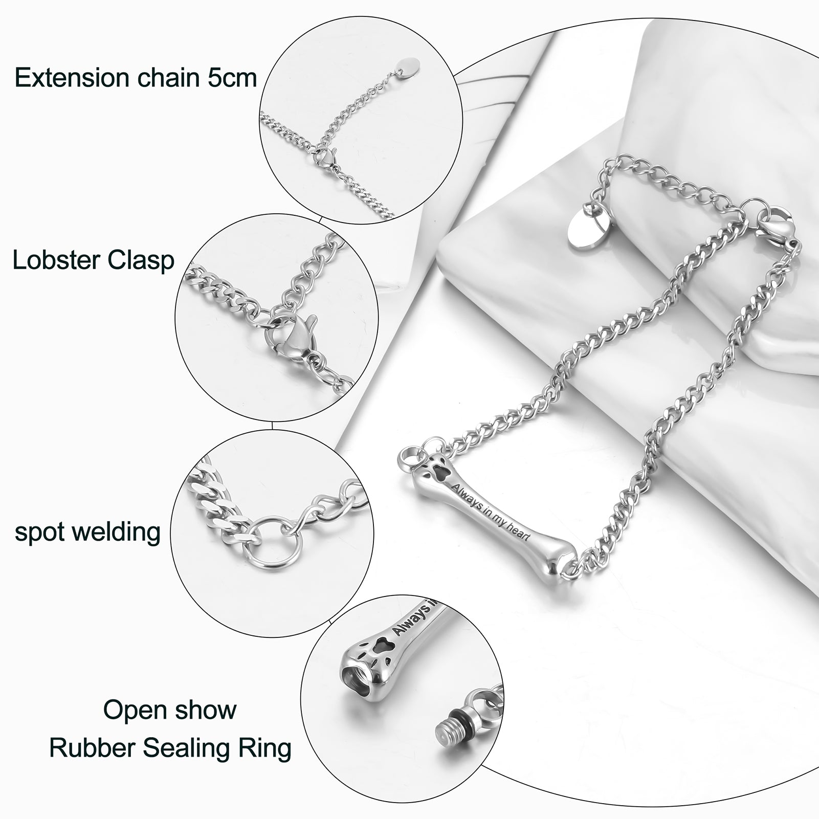 Dog Bone Urn Bracelet for Ashes