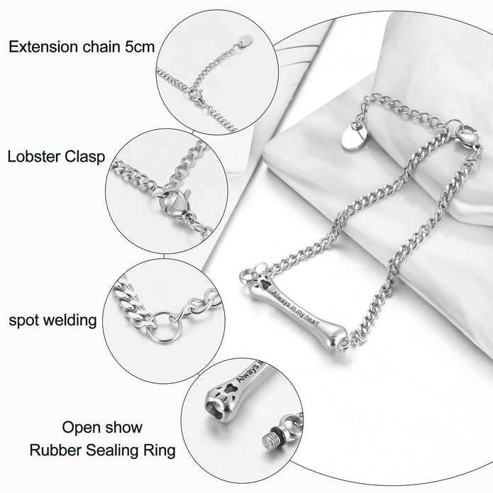 Dog Bone Urn Bracelet for Ashes