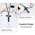 Eternal Peace Blue Cross Cremation Necklace for Ashes