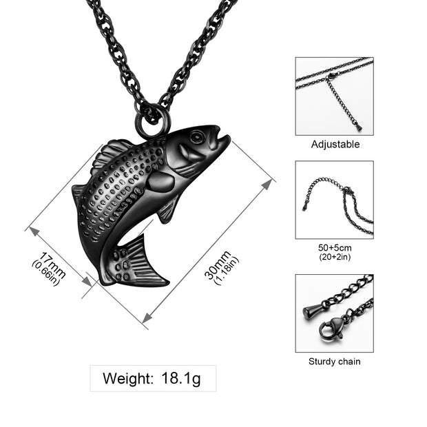 Black Fish Urn Cremation Necklaces for Ashes