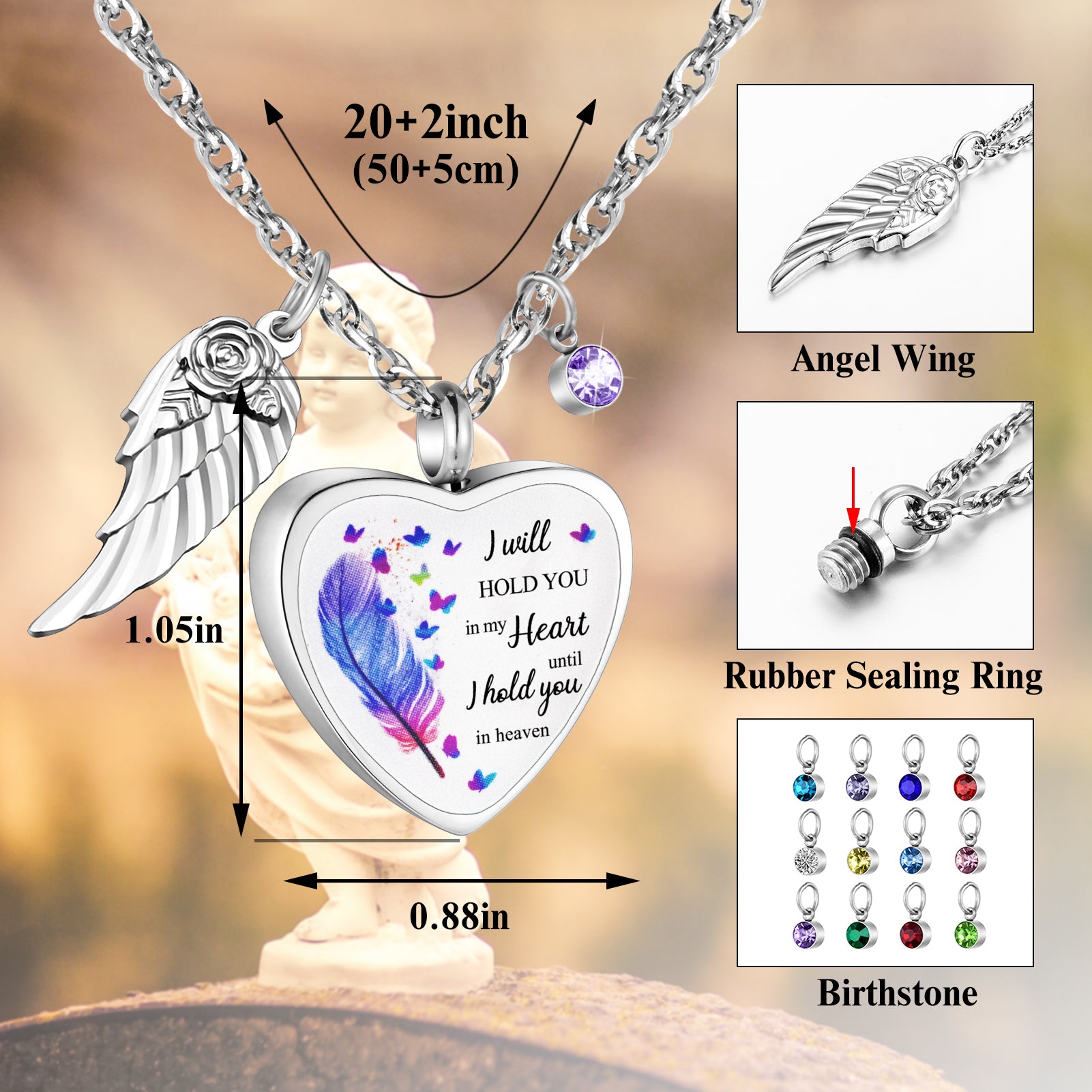 I will Hold You in My Heart Memorial Necklace for Ashes