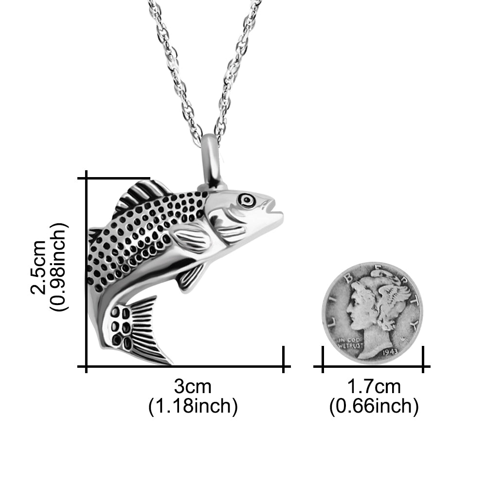 Fish Cremation Jewelry for Ashes Memorial Ashes Necklace