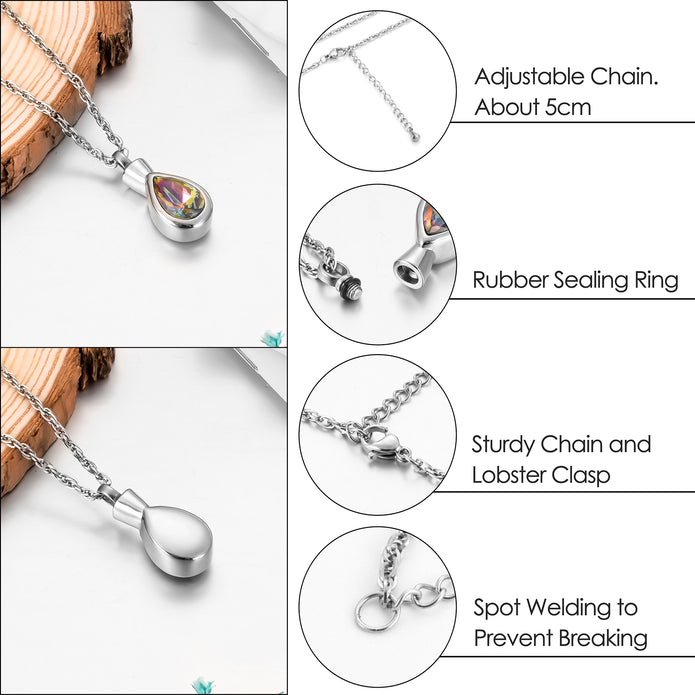 Teardrop Urn Cremation Necklace for Ashes