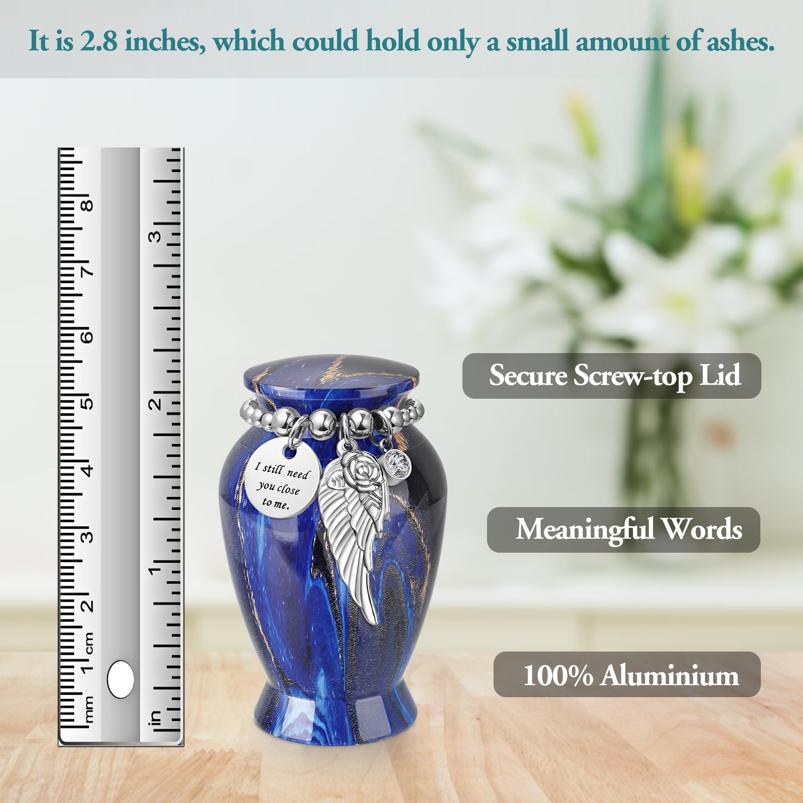 Navy Blue Memories Personalized Keepsake Urn for Ashes