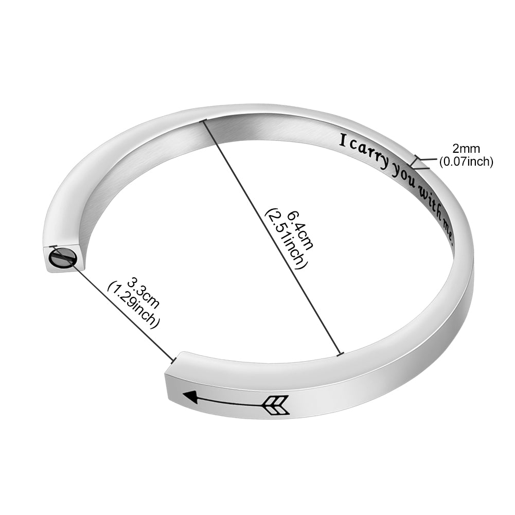 Dletay Cremation Memorial Ashes Bracelet Openable Cuff Bangle Bracelet