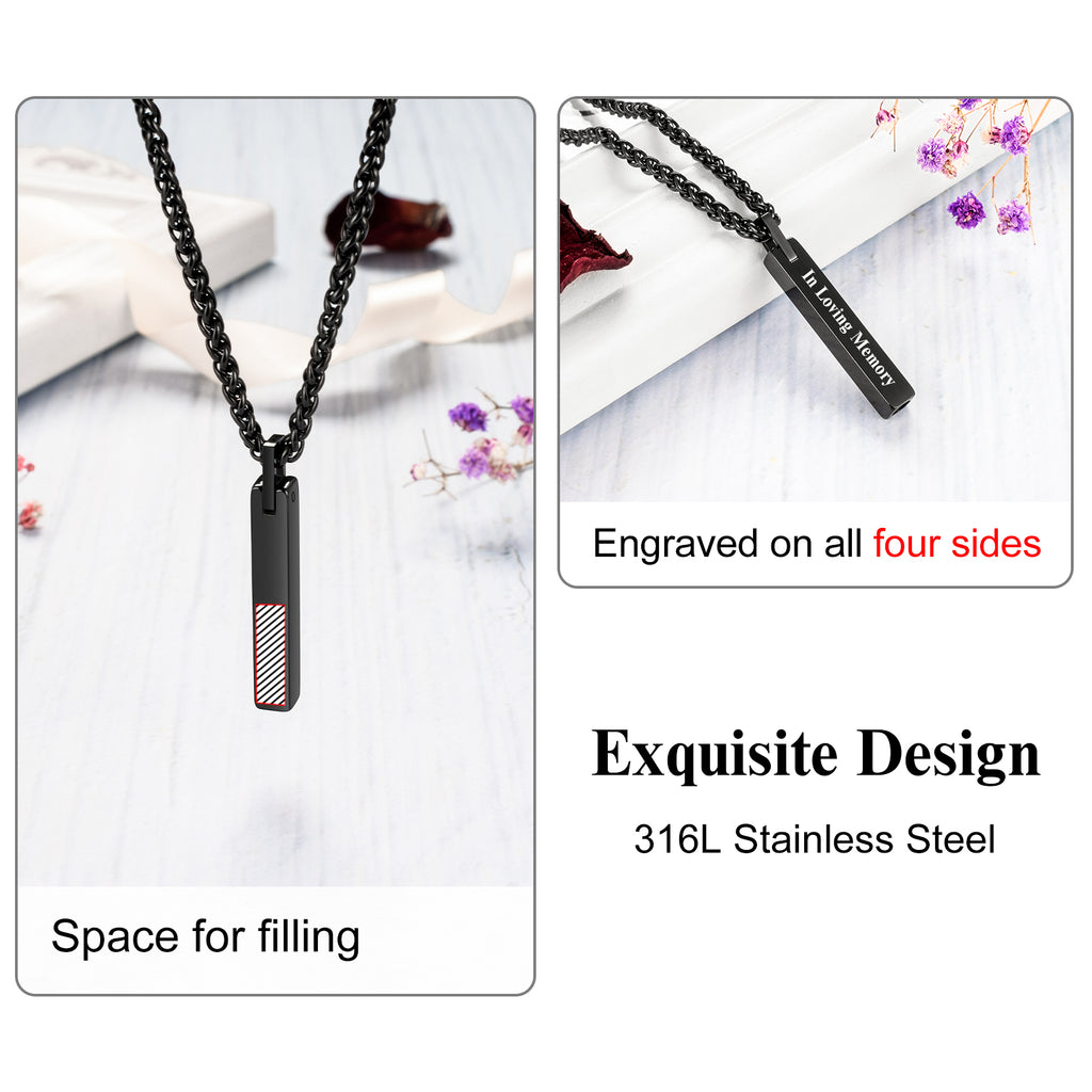 Dletay Urn Stainless Steel Cremation Jewelry for Ashes for Men Women Ash Holder Black