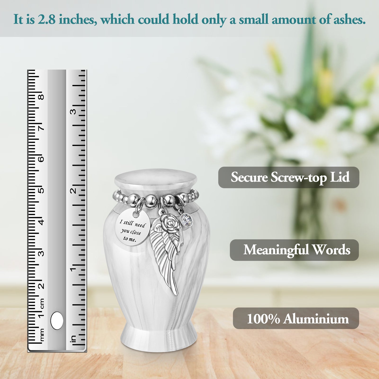 Marble White Memories Personalized Keepsake Urn for Ashes