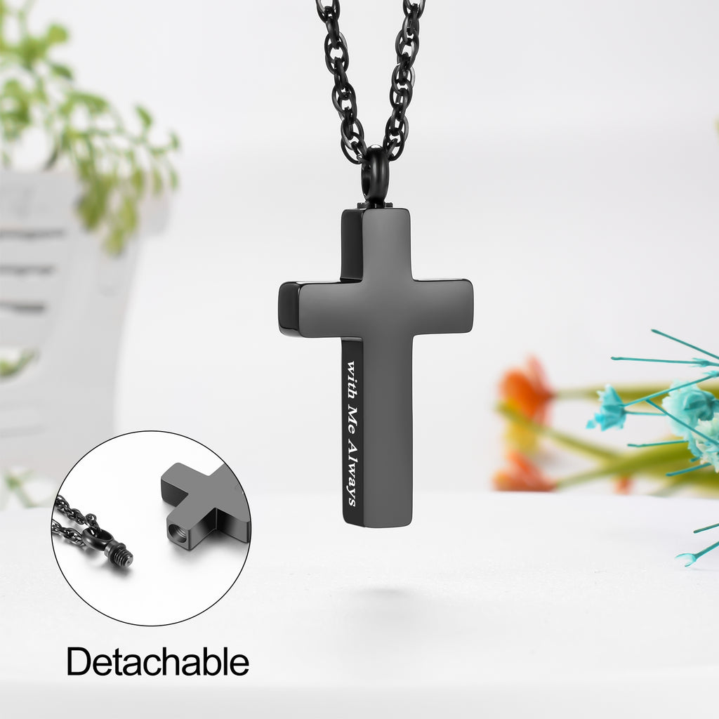 Cremation Cross Necklace for Ashes Stainless Steel Cross Urn Pendant Ashes Holder Memorial Jewelry