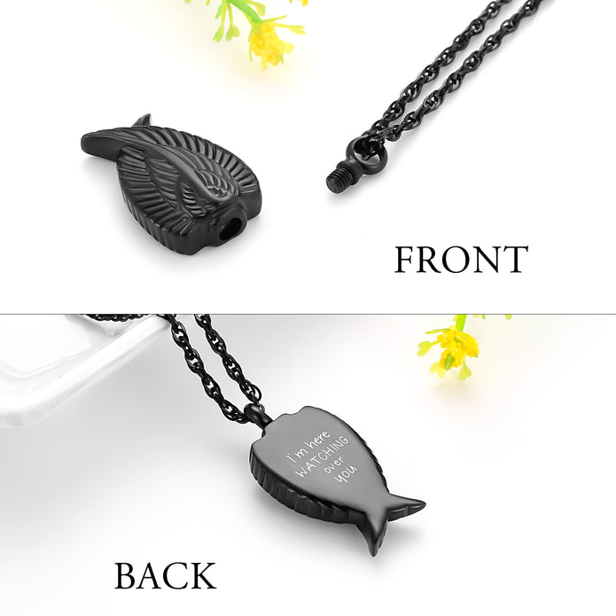 Black Angel Wing Urn Cremation Necklaces for Ashes