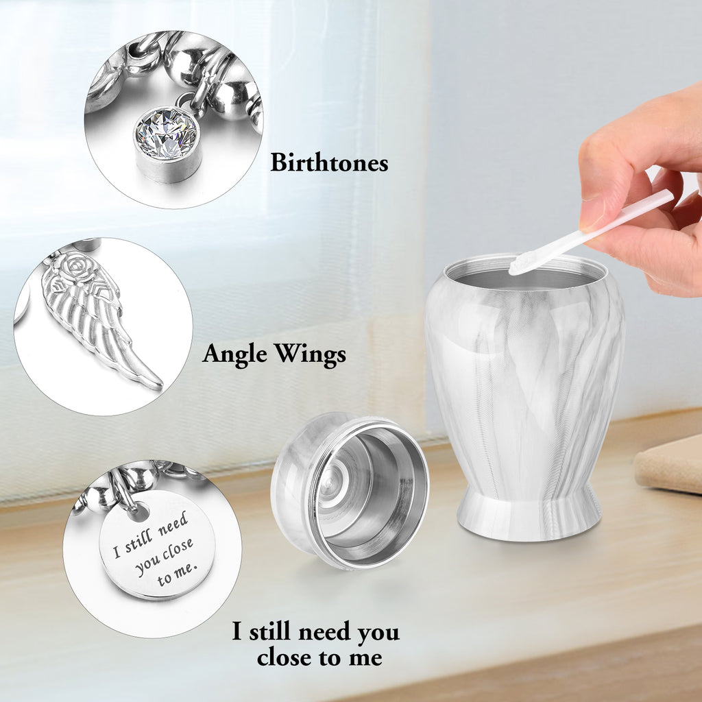 Marble White Memories Personalized Keepsake Urn for Ashes