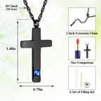 Eternal Peace Blue Cross Cremation Necklace for Ashes