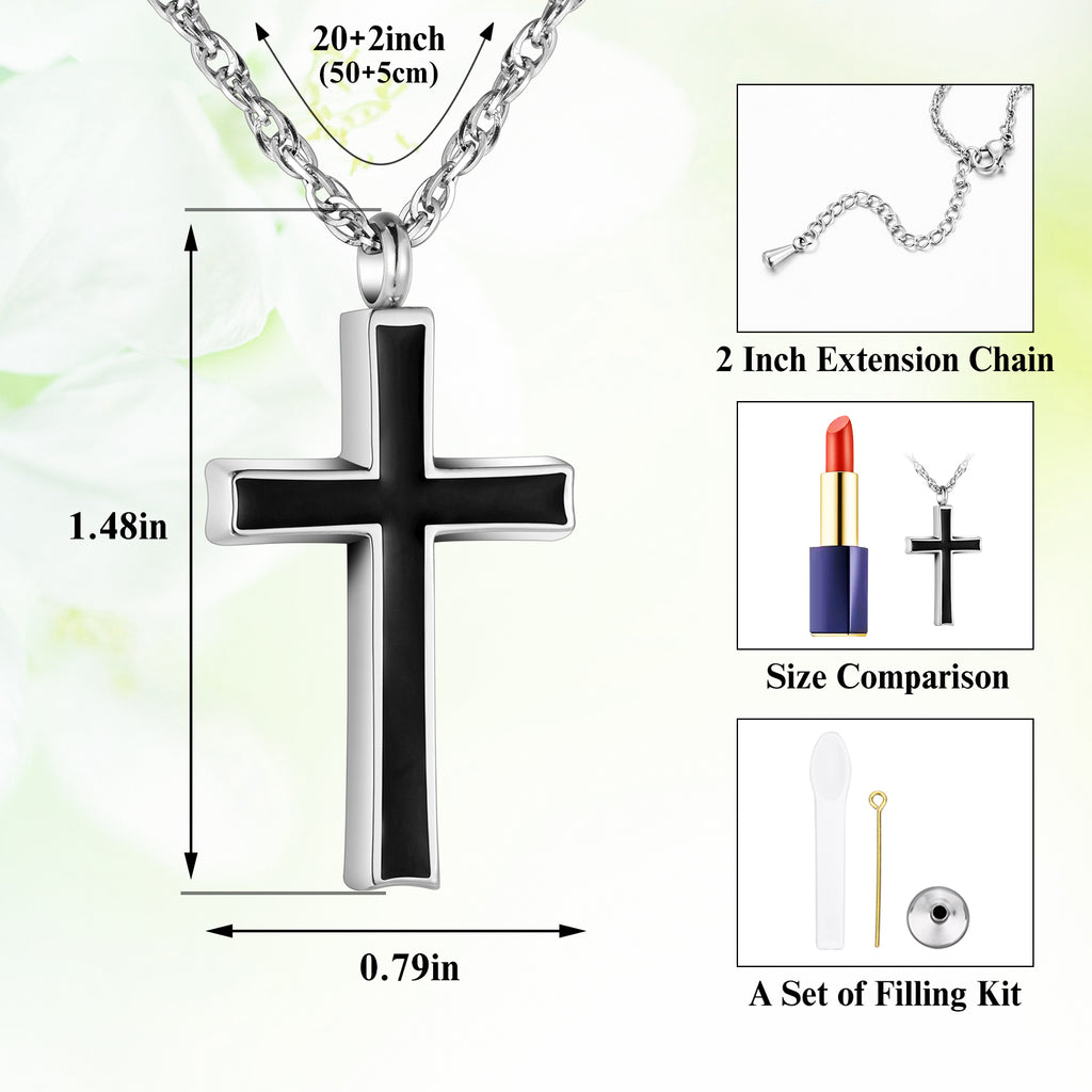 Dletay Cross Urn Necklace for Ashes Cremation Jewelry for Ashes Memorial Ash Necklace for Men Women