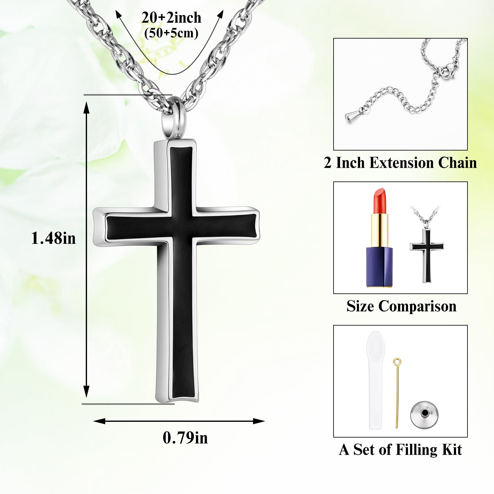 Dletay Cross Urn Necklace for Ashes Cremation Jewelry for Ashes Memorial Ash Necklace for Men Women