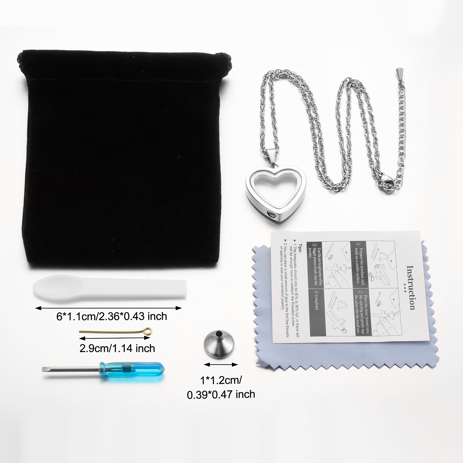 Transparent Window Heart Urn Cremation Necklace for Ashes