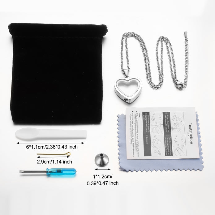 Transparent Window Heart Urn Cremation Necklace for Ashes