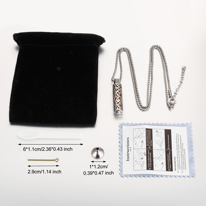 Hollow Cylinder Urn Cremation Necklace for Ashes