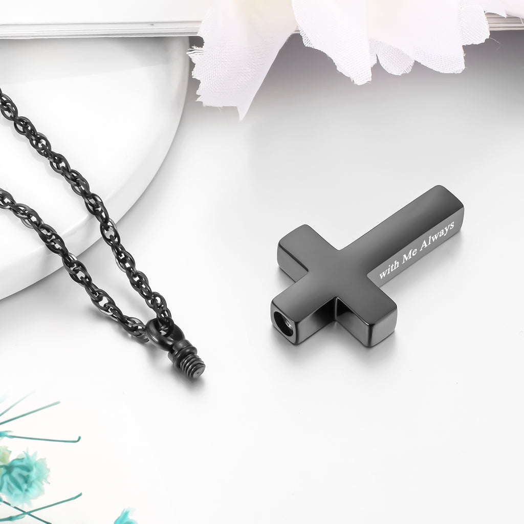 Cremation Cross Necklace for Ashes Stainless Steel Cross Urn Pendant Ashes Holder Memorial Jewelry