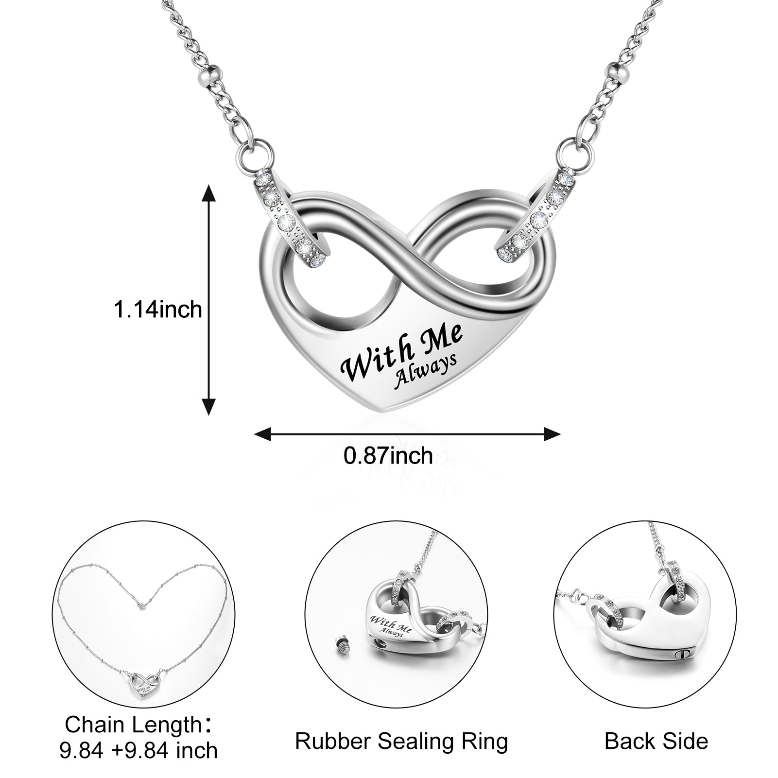 Dletay Infinity Cremation Urn Necklace for Ashes