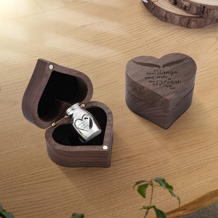 Dletay Angel Wing Heart Shaped Wooden Cremation Urns  for Ashes