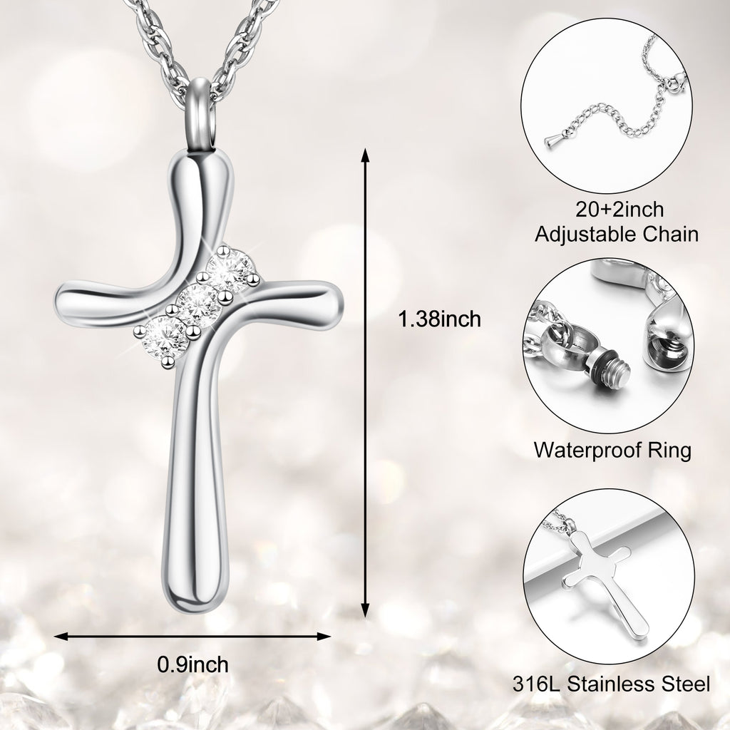 Dletay Cross Cremation Memorial Jewelry Crystal Urn Necklace