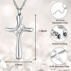 Dletay Cross Cremation Memorial Jewelry Crystal Urn Necklace