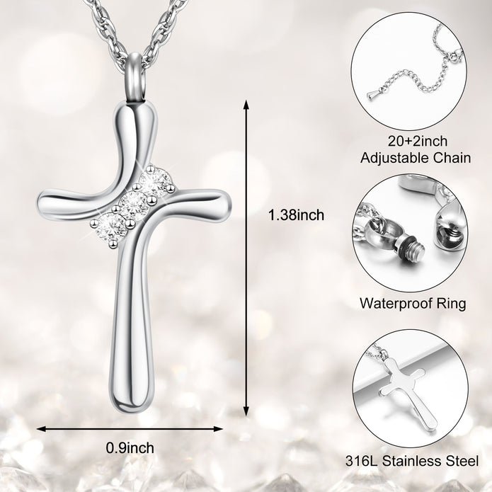Dletay Cross Cremation Memorial Jewelry Crystal Urn Necklace
