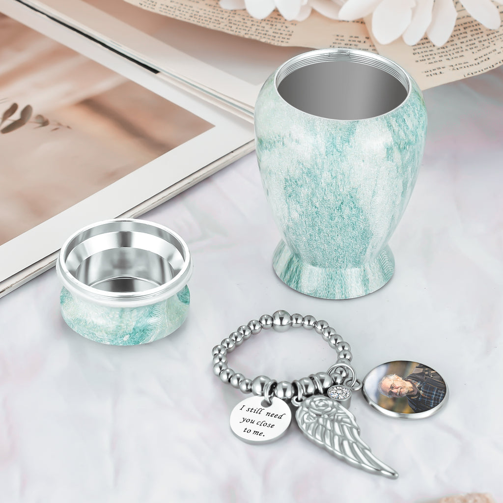 Lake Green Aluminum Small Urns for Human Ashes Keepsake