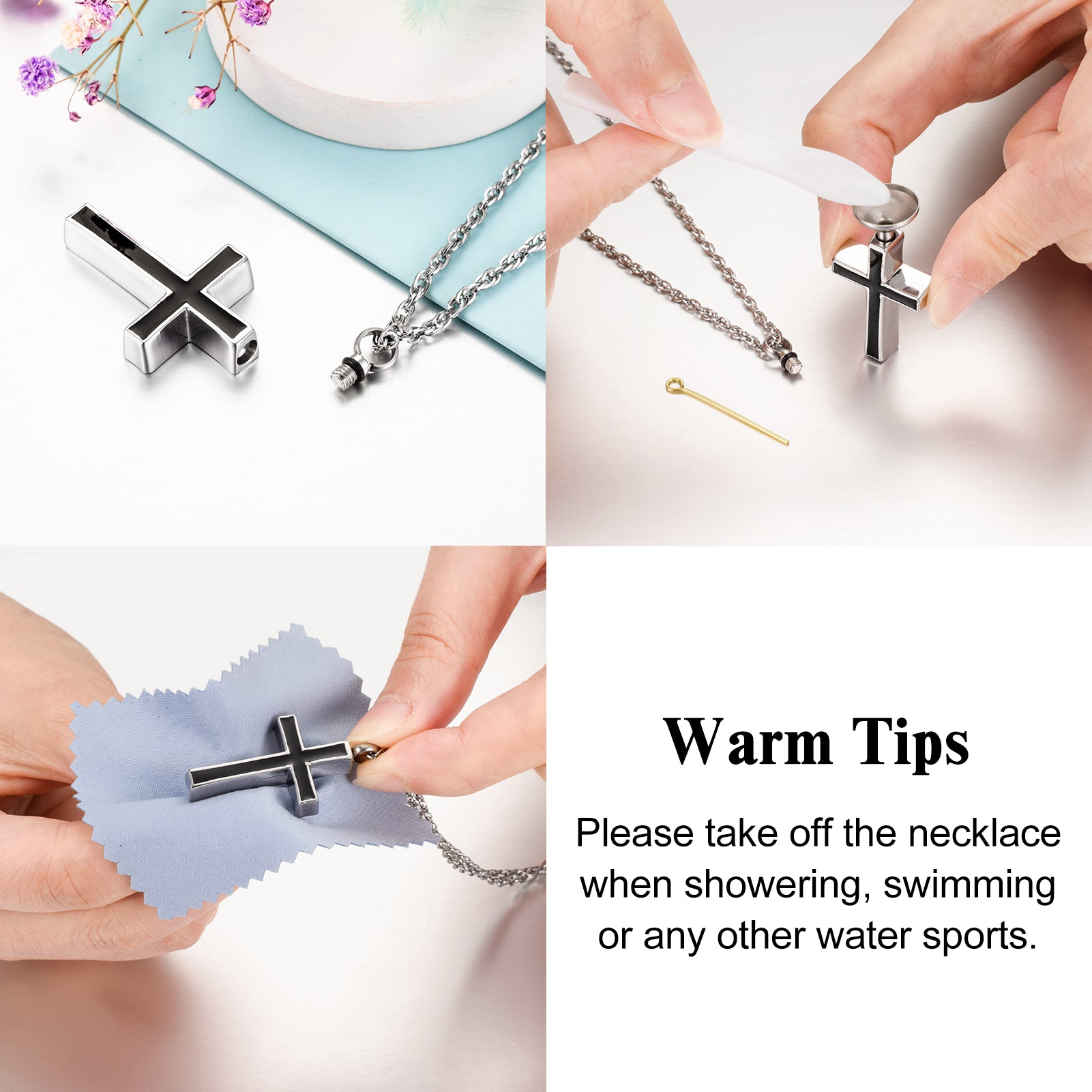 Dletay Cross Urn Necklace for Ashes Cremation Jewelry for Ashes Memorial Ash Necklace for Men Women