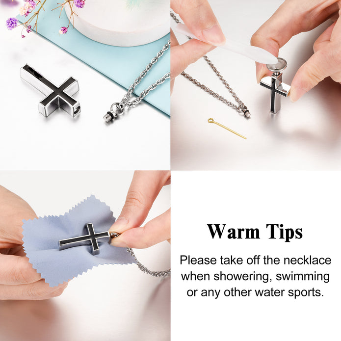 Dletay Cross Urn Necklace for Ashes Cremation Jewelry for Ashes Memorial Ash Necklace for Men Women