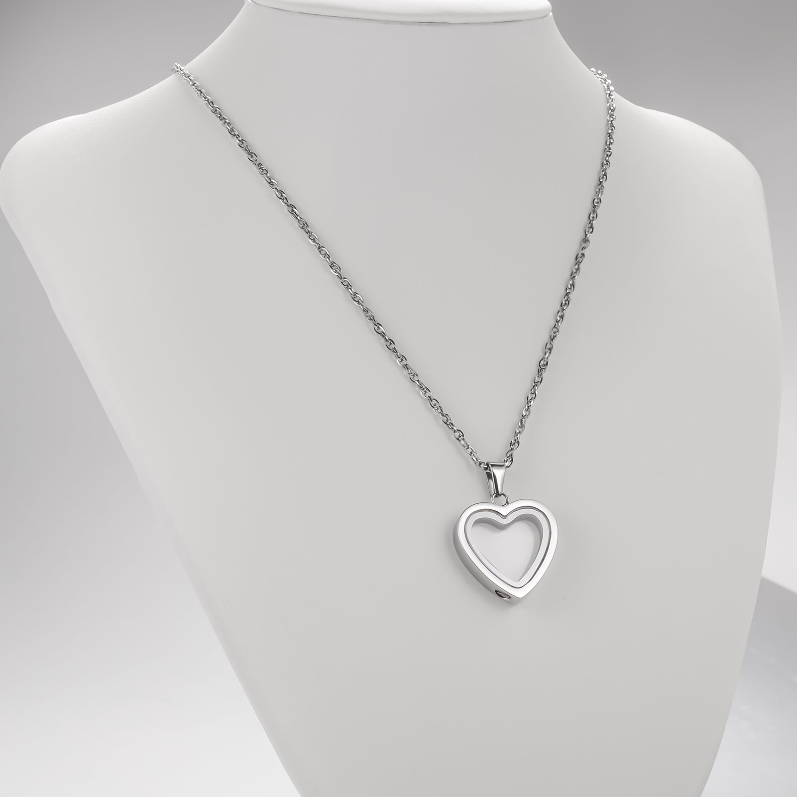 Transparent Window Heart Urn Cremation Necklace for Ashes