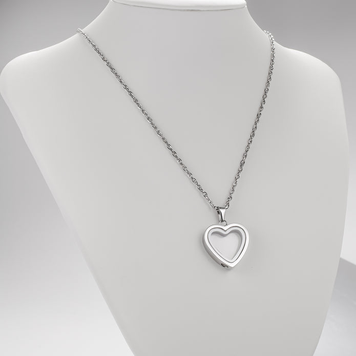 Transparent Window Heart Urn Cremation Necklace for Ashes