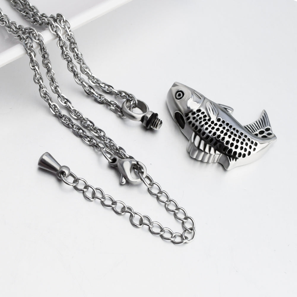 Fish Cremation Jewelry for Ashes Memorial Ashes Necklace