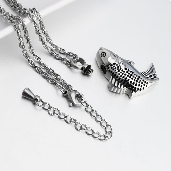 Fish Cremation Jewelry for Ashes Memorial Ashes Necklace