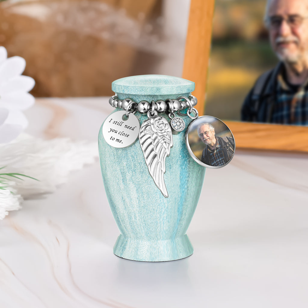 Lake Green Aluminum Small Urns for Human Ashes Keepsake