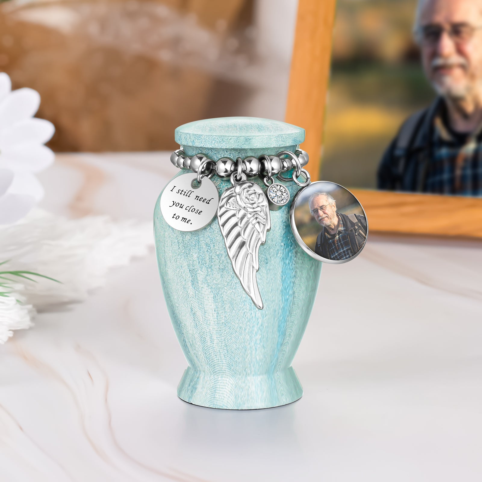 Lake Green Aluminum Small Urns for Human Ashes Keepsake