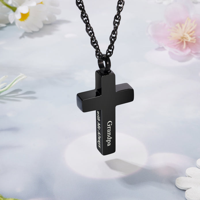 Black Cross Cremation Necklace for Ashes