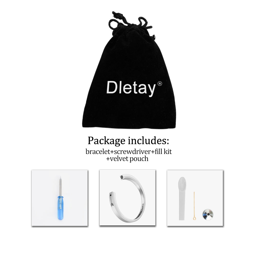 Dletay Cremation Memorial Ashes Bracelet Openable Cuff Bangle Bracelet