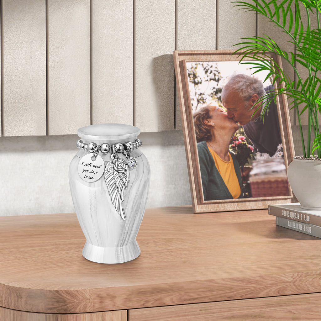 Marble White Memories Personalized Keepsake Urn for Ashes