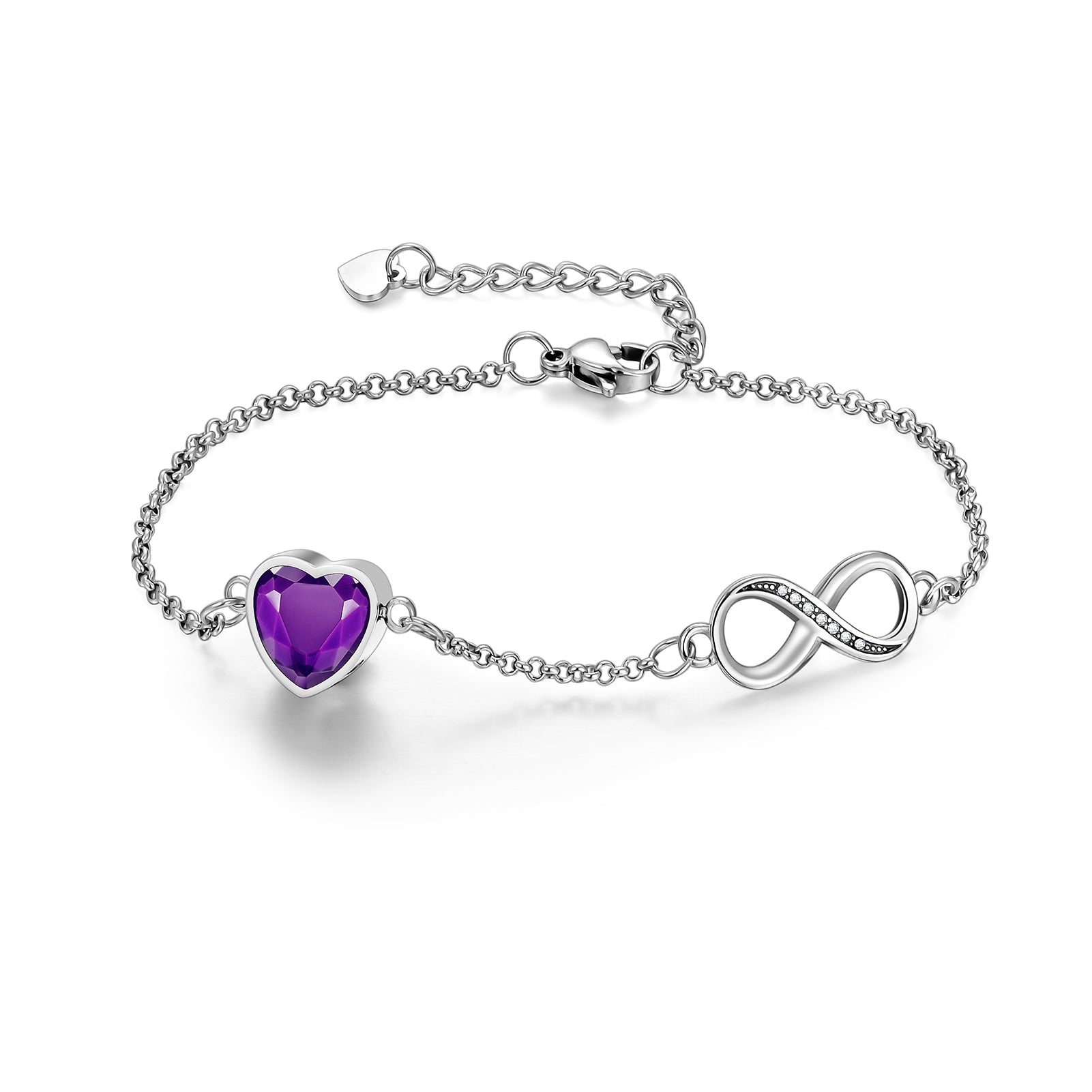 Purple Infinity Heart Crystal Urn Bracelet for Ashes