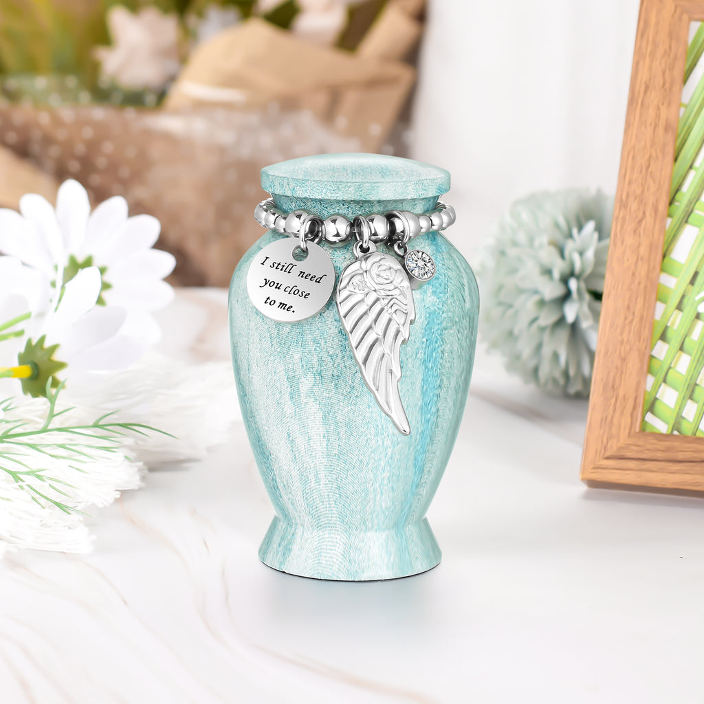 Lake Green Aluminum Small Urns for Human Ashes Keepsake