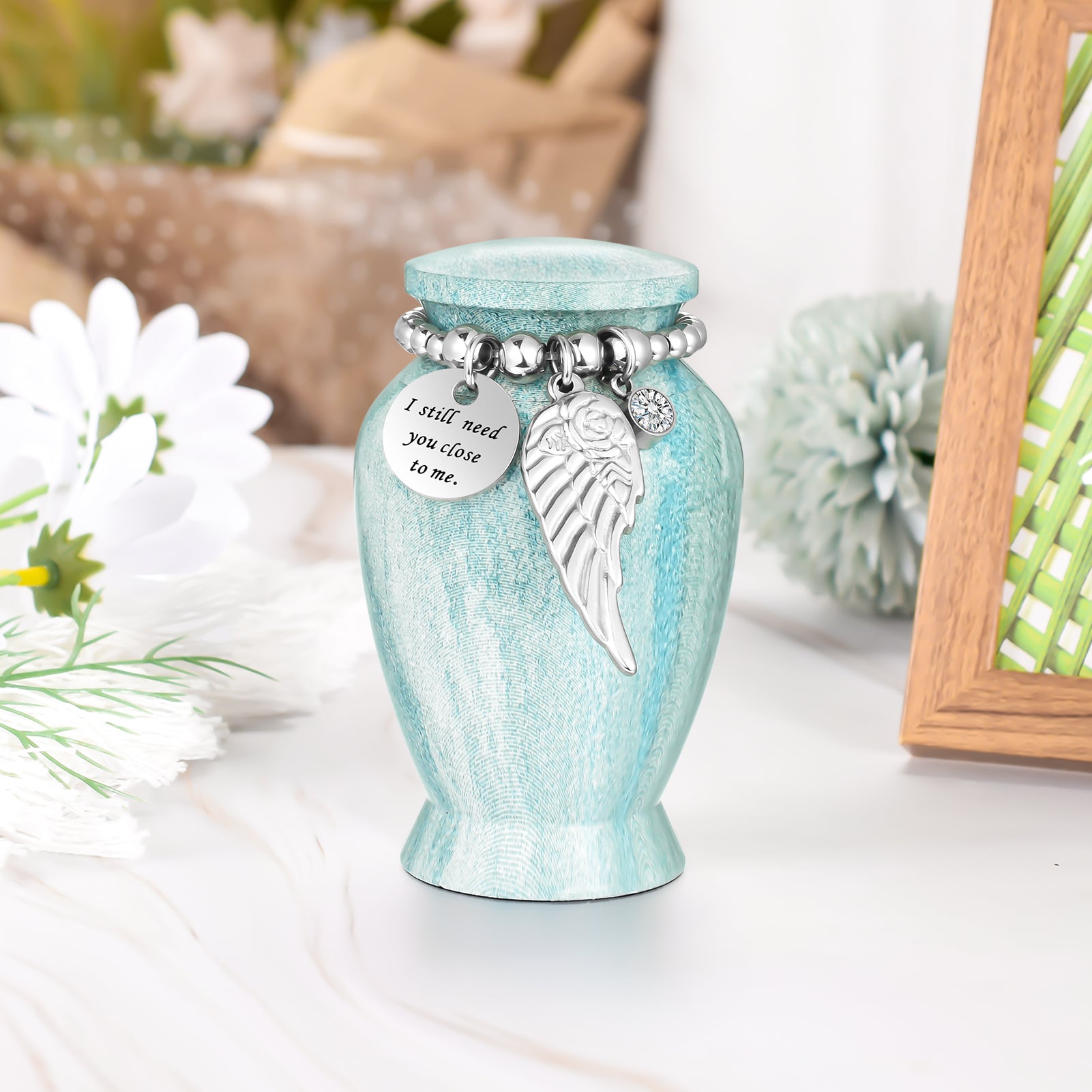 Lake Green Aluminum Small Urns for Human Ashes Keepsake