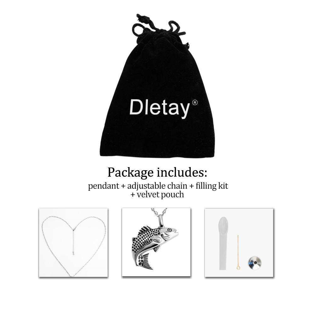 Fish Cremation Jewelry for Ashes Memorial Ashes Necklace