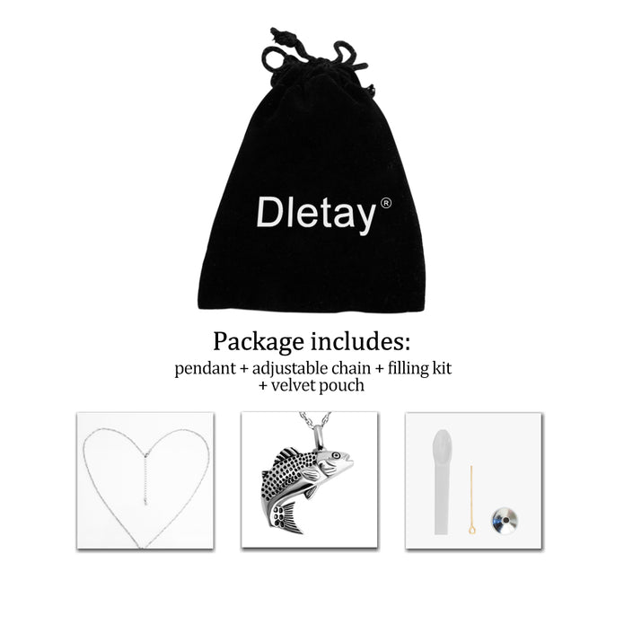 Fish Cremation Jewelry for Ashes Memorial Ashes Necklace