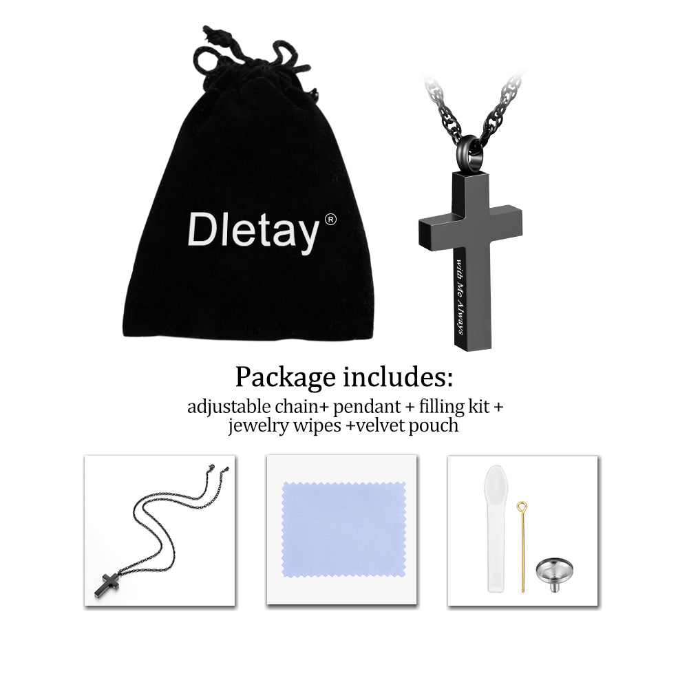 Cremation Cross Necklace for Ashes Stainless Steel Cross Urn Pendant Ashes Holder Memorial Jewelry