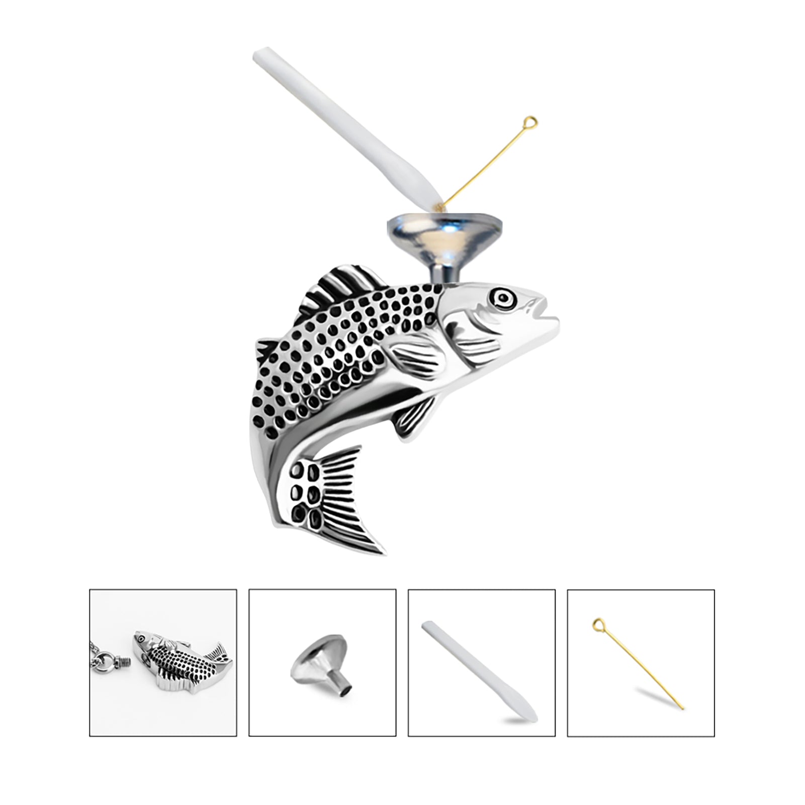 Silver Fish Urn Cremation Necklaces for Ashes
