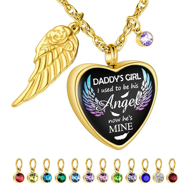 Daddy’s Angel Heart Necklace for Ashes