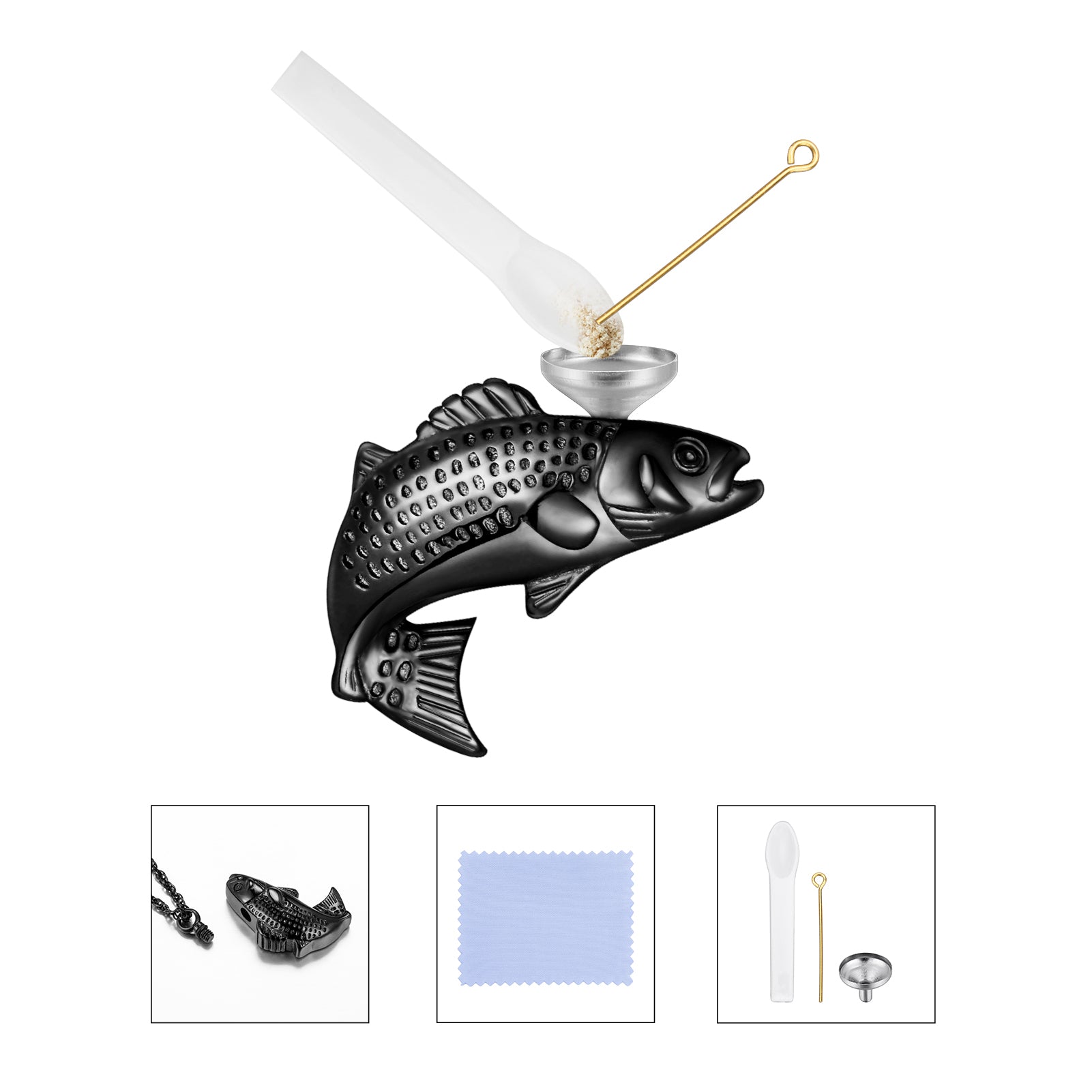 Black Fish Urn Cremation Necklaces for Ashes