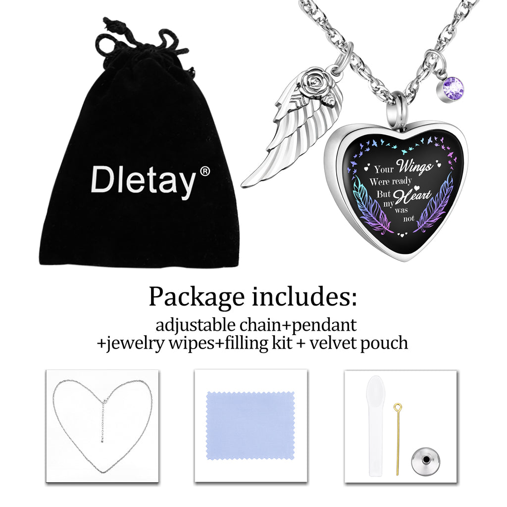 Your Wings Were Ready Memorial Heart Necklace