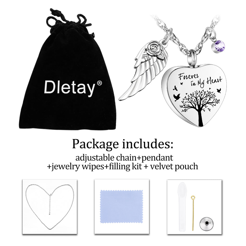 Heart Urn Necklace for Ashes with 12 Birthstones Cremation Jewelry for Ashes