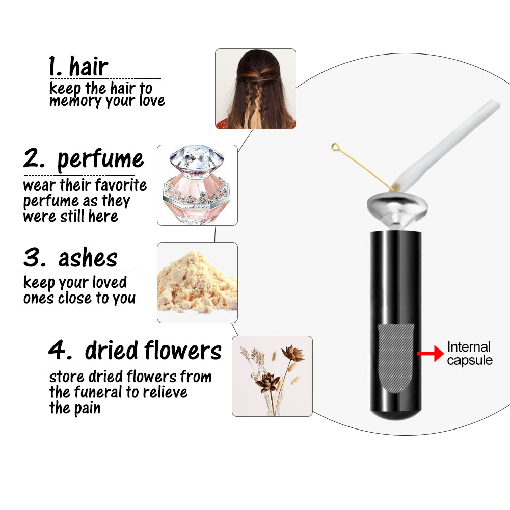 Dletay Cylinder Cremation Urn Necklace for Ashes Memorial Keepsake Pendant with Angel Wing